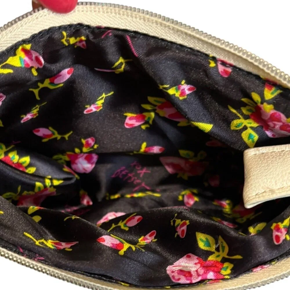 Betsey Johnson Wallet Wristlet Stripe Dot Logo Quilted Bag